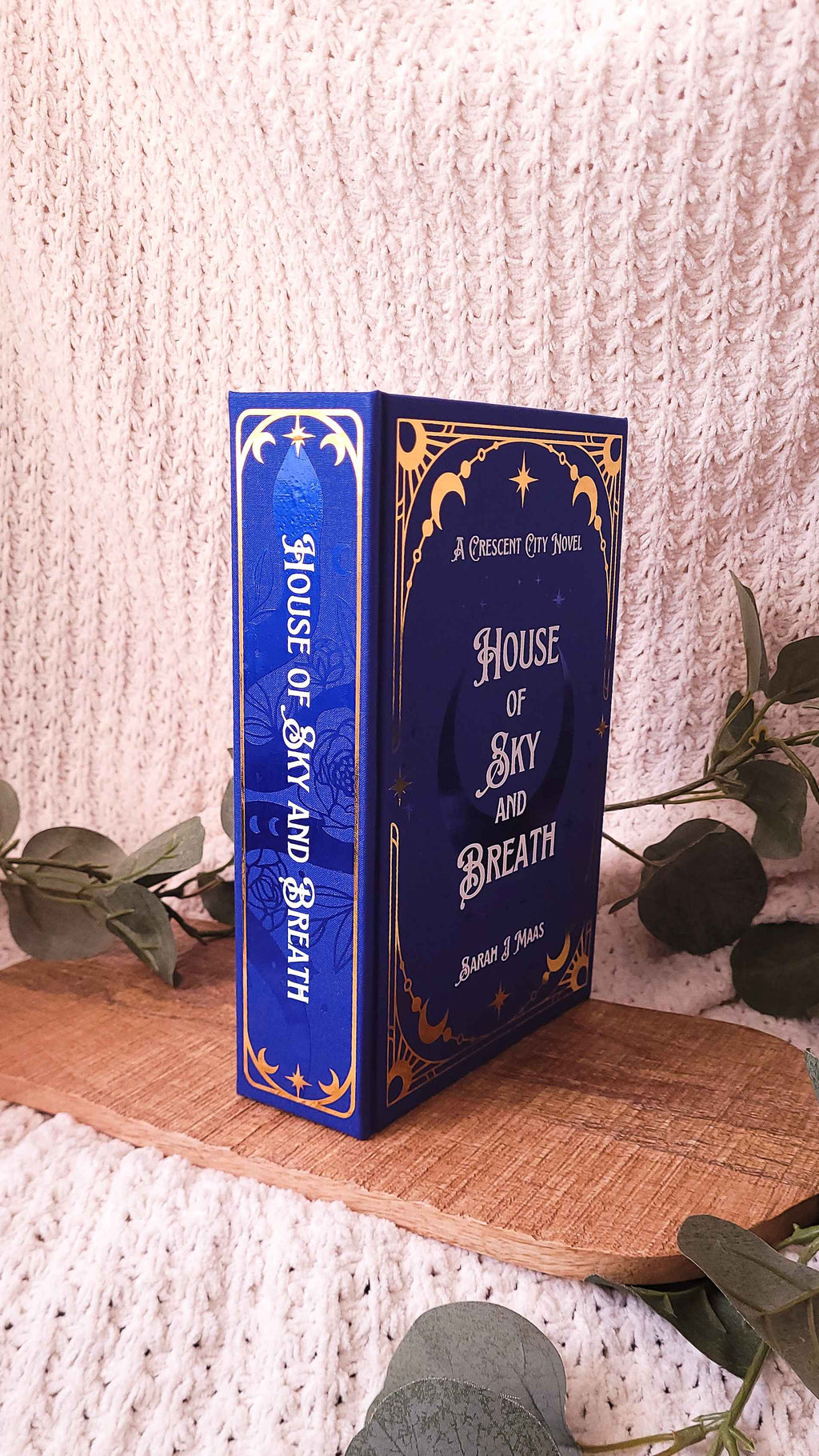 Rebound edition of House of Sky and Breath in blue with white blue and gold accents